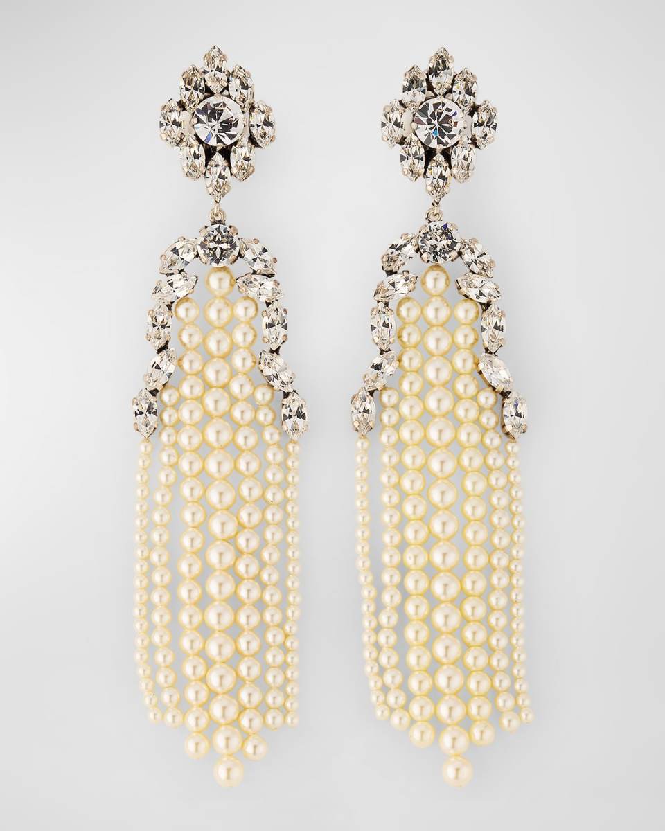 Glass Pearl Chandelier Earrings